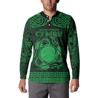 Personalized Brecknockshire Sir Frycheiniog Button Sweatshirt Green Brecon Beacons Mountain Celtic-inspired - Wonder Print Shop