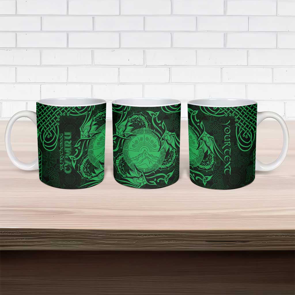 Personalized Brecknockshire Sir Frycheiniog Ceramic Mug Green Brecon Beacons Mountain Celtic-inspired - Wonder Print Shop