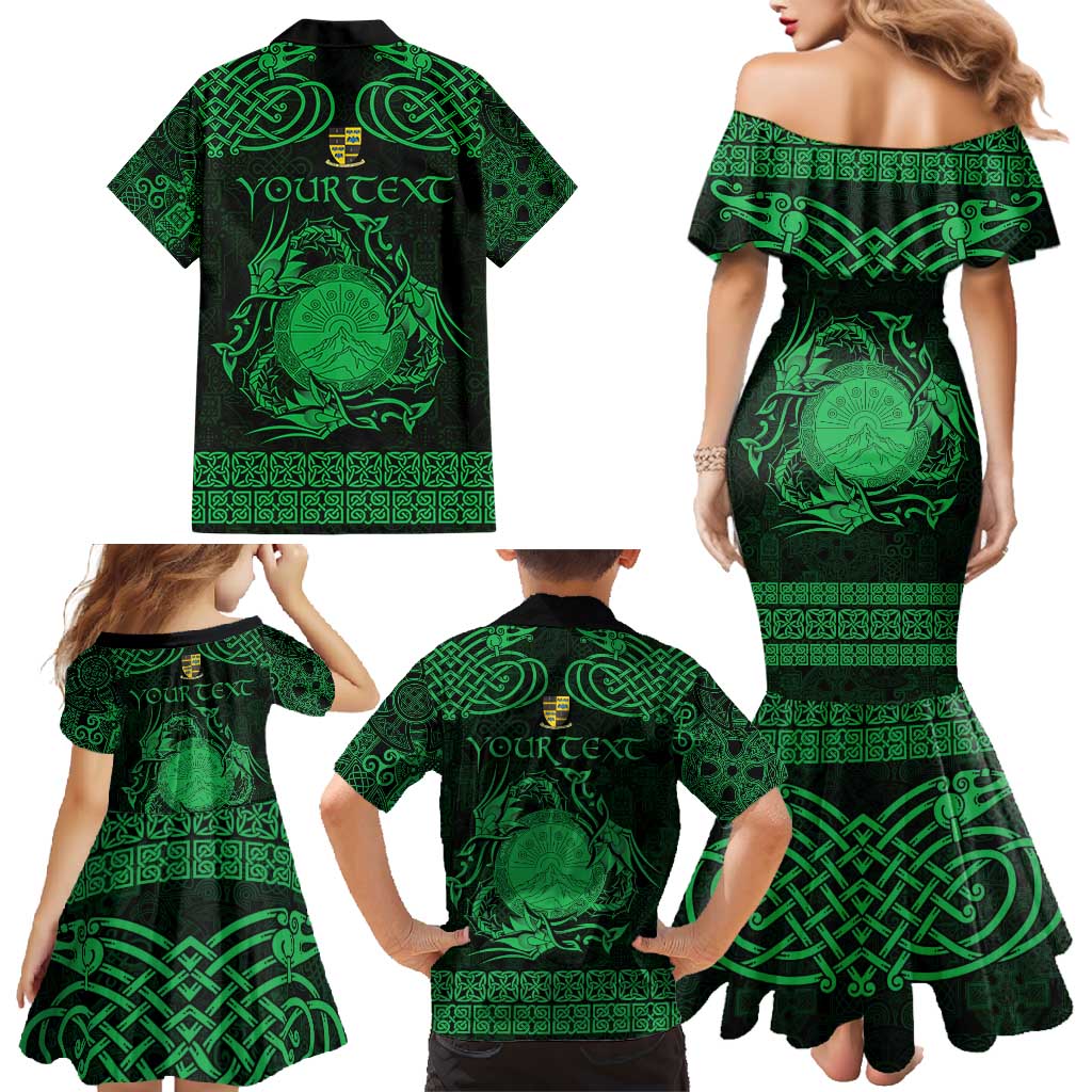 Personalized Brecknockshire Sir Frycheiniog Family Matching Mermaid Dress and Hawaiian Shirt Green Brecon Beacons Mountain Celtic-inspired - Wonder Print Shop