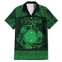 Personalized Brecknockshire Sir Frycheiniog Family Matching Off The Shoulder Long Sleeve Dress and Hawaiian Shirt Green Brecon Beacons Mountain Celtic-inspired - Wonder Print Shop