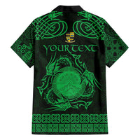 Personalized Brecknockshire Sir Frycheiniog Family Matching Off The Shoulder Long Sleeve Dress and Hawaiian Shirt Green Brecon Beacons Mountain Celtic-inspired - Wonder Print Shop