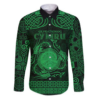 Personalized Brecknockshire Sir Frycheiniog Family Matching Off The Shoulder Long Sleeve Dress and Hawaiian Shirt Green Brecon Beacons Mountain Celtic-inspired - Wonder Print Shop