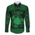 Personalized Brecknockshire Sir Frycheiniog Family Matching Off The Shoulder Long Sleeve Dress and Hawaiian Shirt Green Brecon Beacons Mountain Celtic-inspired - Wonder Print Shop