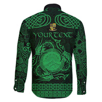 Personalized Brecknockshire Sir Frycheiniog Family Matching Off The Shoulder Long Sleeve Dress and Hawaiian Shirt Green Brecon Beacons Mountain Celtic-inspired - Wonder Print Shop