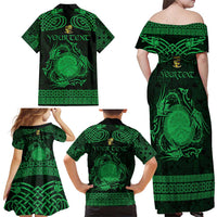 Personalized Brecknockshire Sir Frycheiniog Family Matching Off Shoulder Maxi Dress and Hawaiian Shirt Green Brecon Beacons Mountain Celtic-inspired - Wonder Print Shop