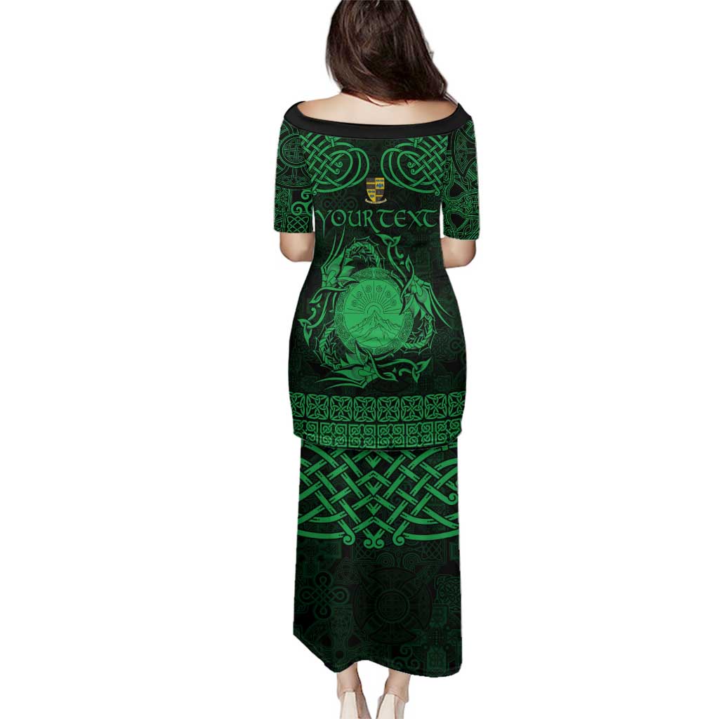 Personalized Brecknockshire Sir Frycheiniog Family Matching Puletasi and Hawaiian Shirt Green Brecon Beacons Mountain Celtic-inspired - Wonder Print Shop