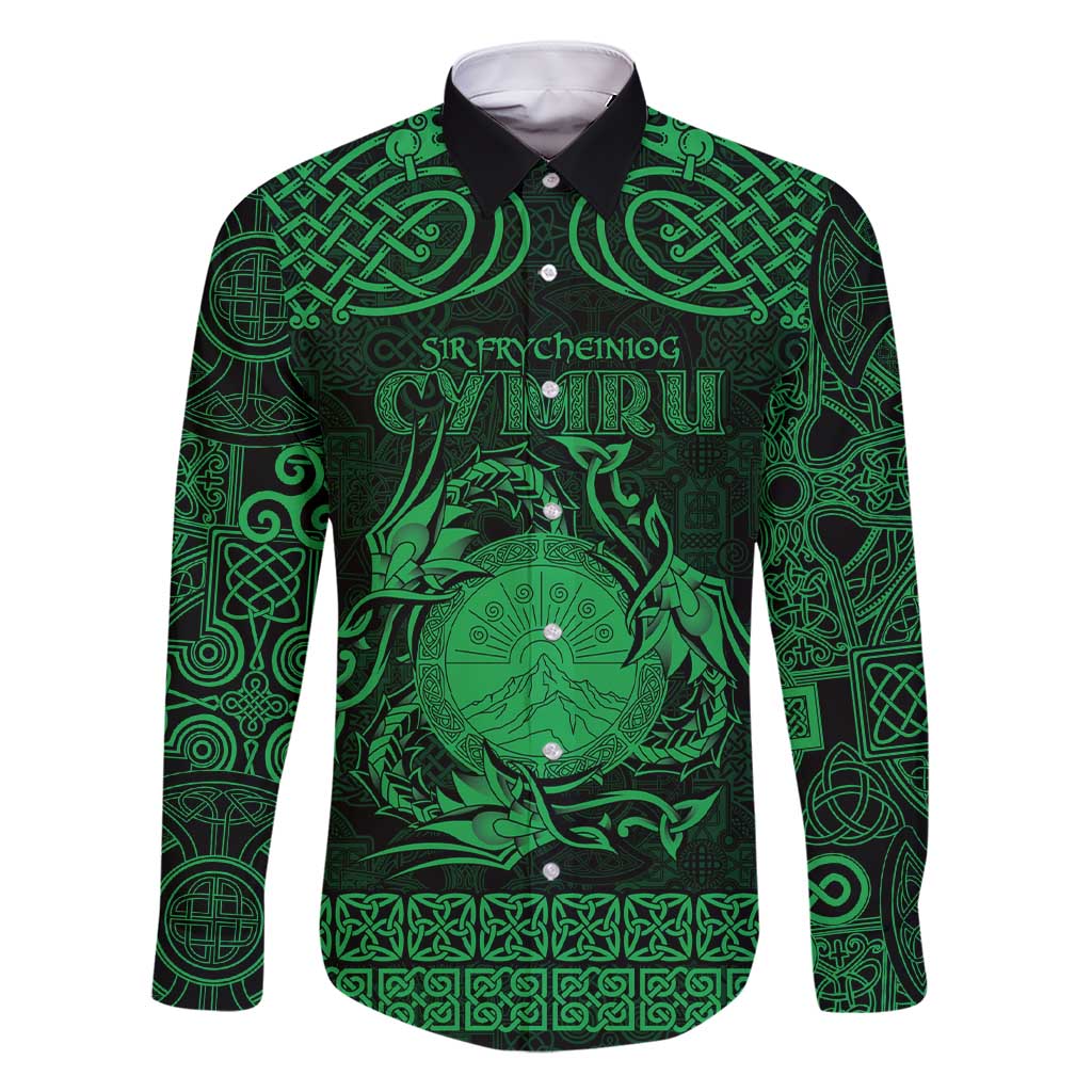 Personalized Brecknockshire Sir Frycheiniog Family Matching Short Sleeve Bodycon Dress and Hawaiian Shirt Green Brecon Beacons Mountain Celtic-inspired - Wonder Print Shop