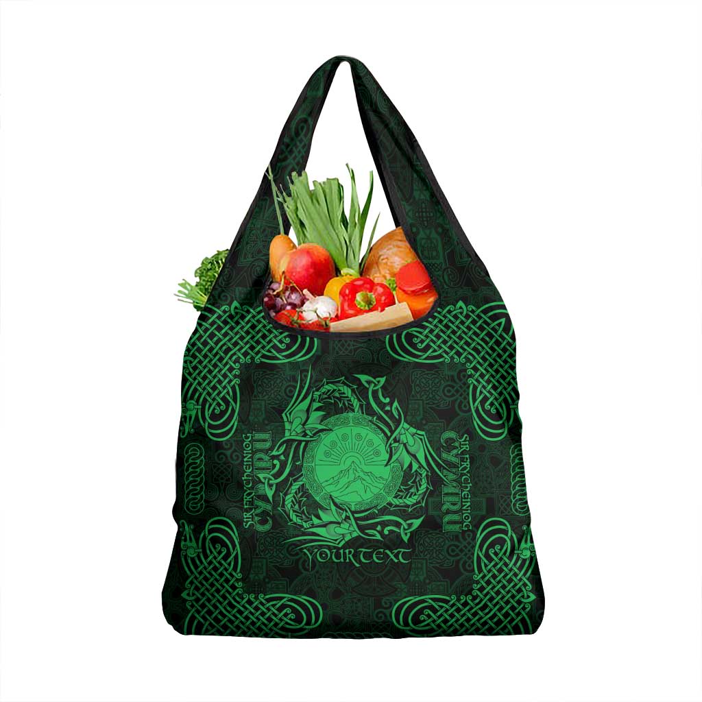 Personalized Brecknockshire Sir Frycheiniog Grocery Bag Green Brecon Beacons Mountain Celtic-inspired - Wonder Print Shop