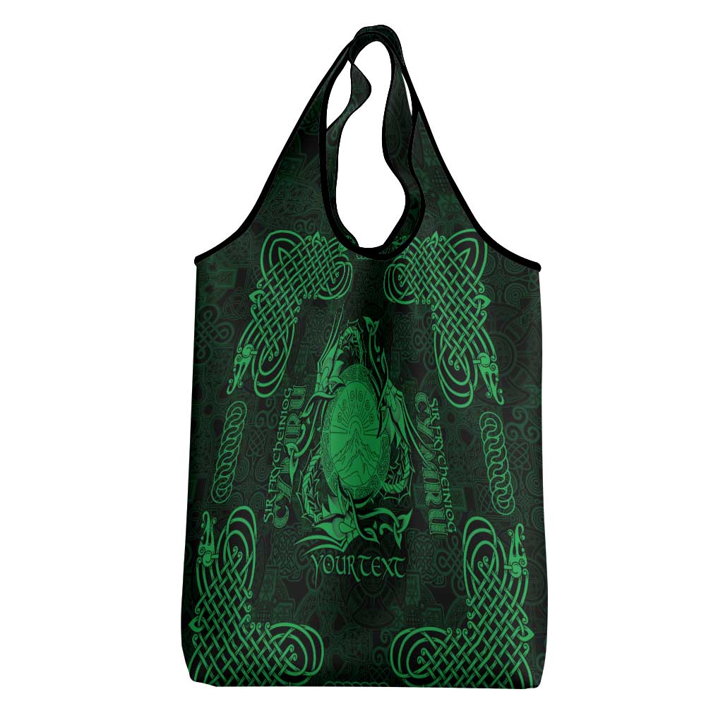 Personalized Brecknockshire Sir Frycheiniog Grocery Bag Green Brecon Beacons Mountain Celtic-inspired - Wonder Print Shop