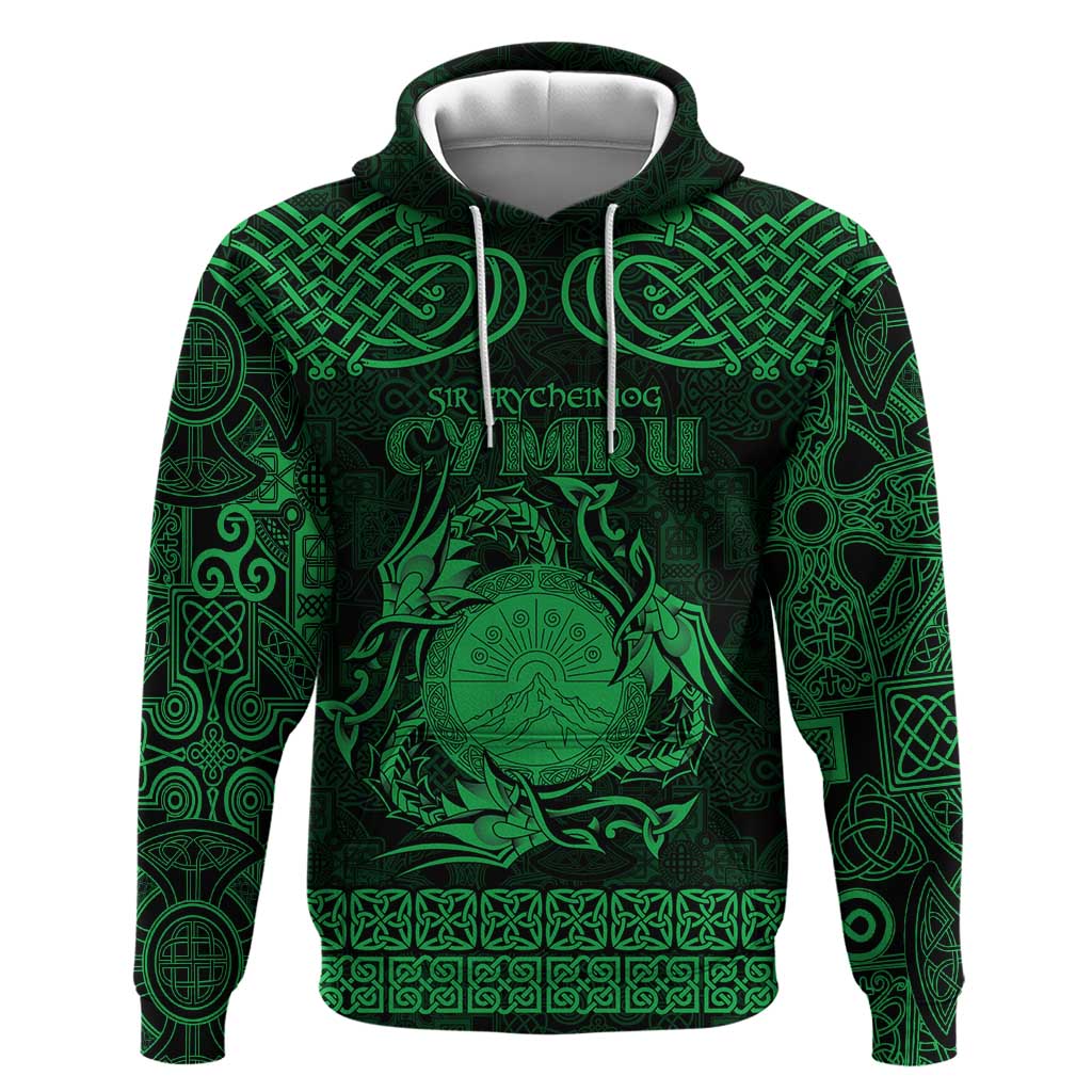 Personalized Brecknockshire Sir Frycheiniog Hoodie Green Brecon Beacons Mountain Celtic-inspired - Wonder Print Shop