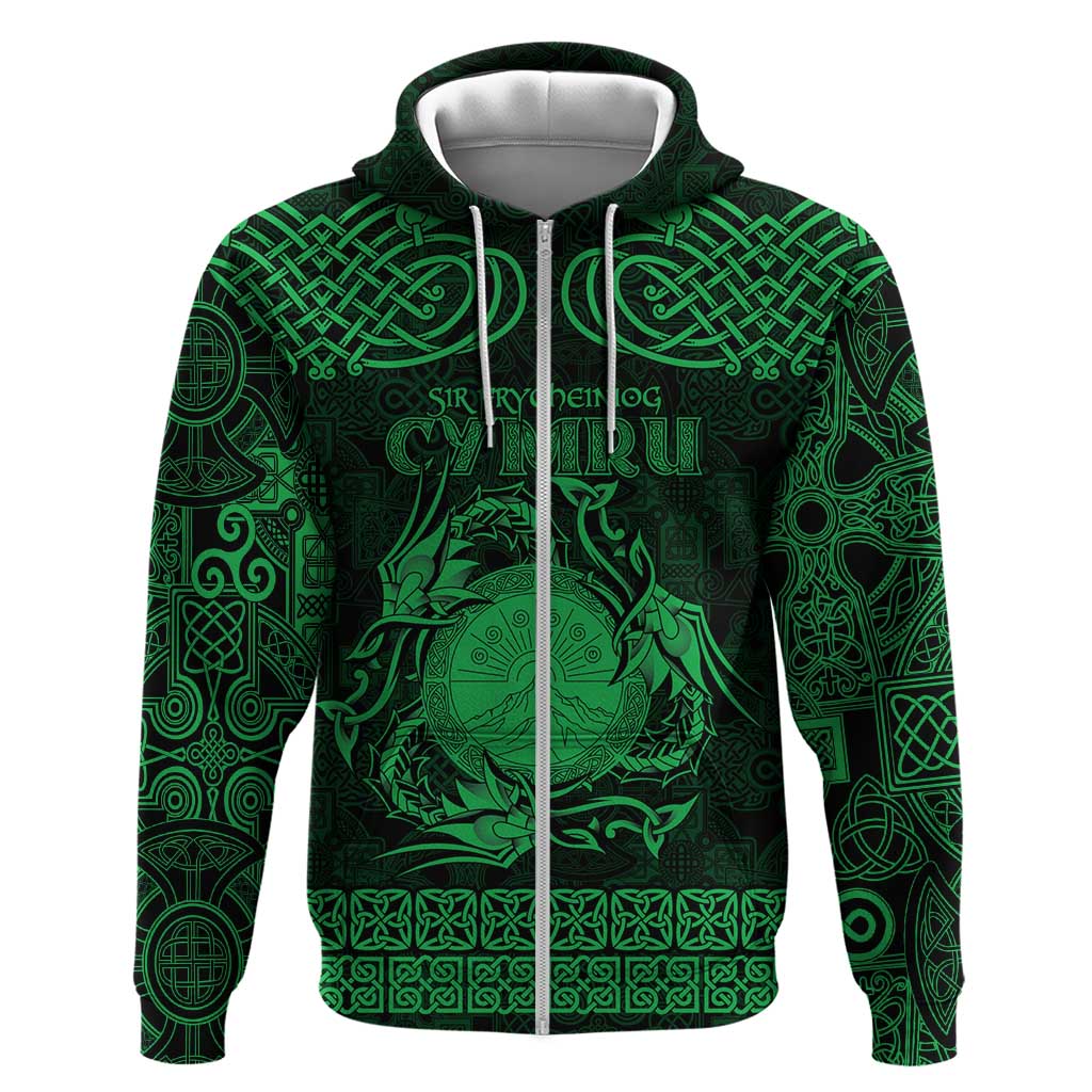 Personalized Brecknockshire Sir Frycheiniog Hoodie Green Brecon Beacons Mountain Celtic-inspired - Wonder Print Shop