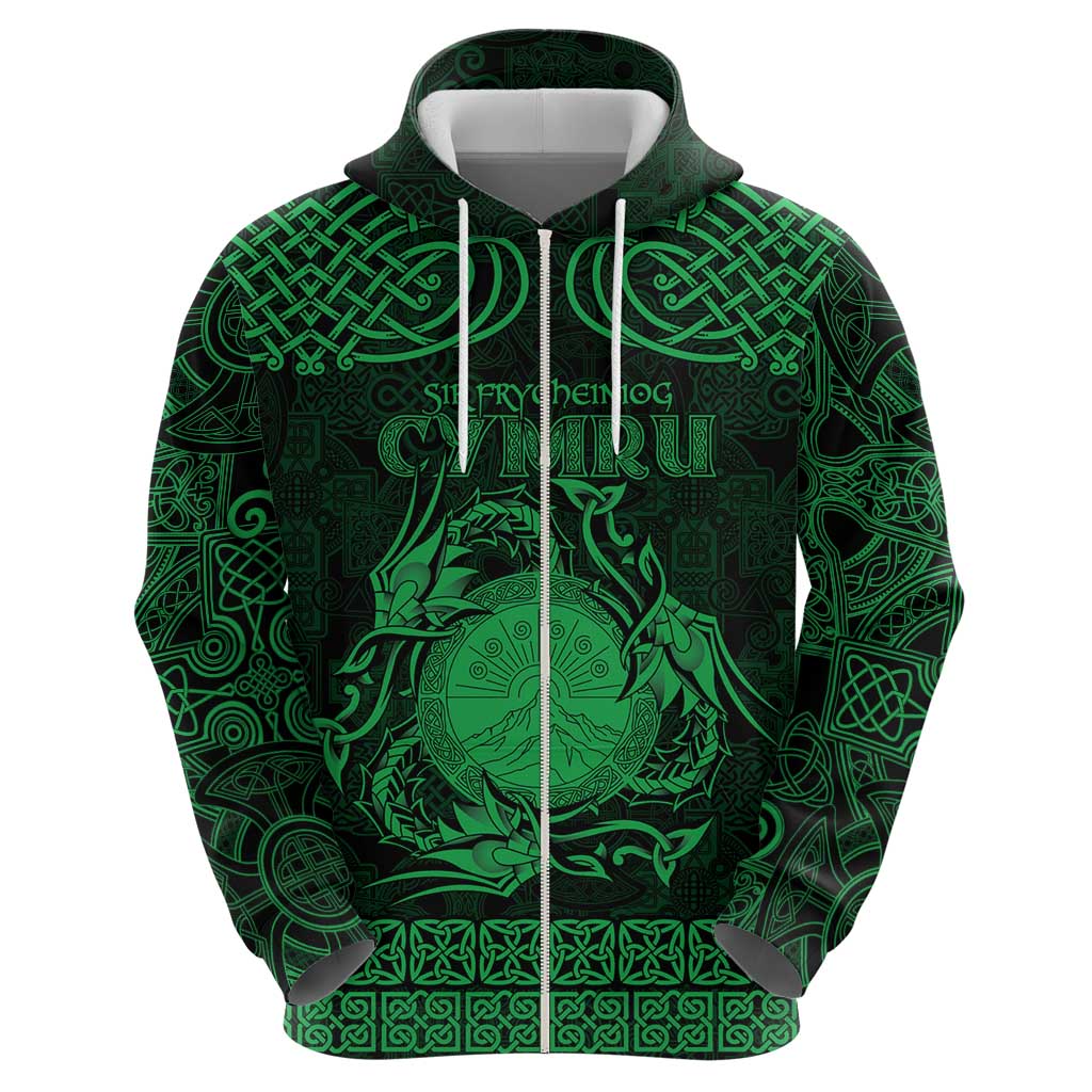 Personalized Brecknockshire Sir Frycheiniog Hoodie Green Brecon Beacons Mountain Celtic-inspired - Wonder Print Shop