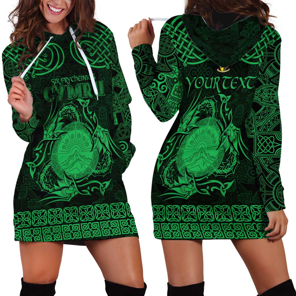 Personalized Brecknockshire Sir Frycheiniog Hoodie Dress Green Brecon Beacons Mountain Celtic-inspired - Wonder Print Shop