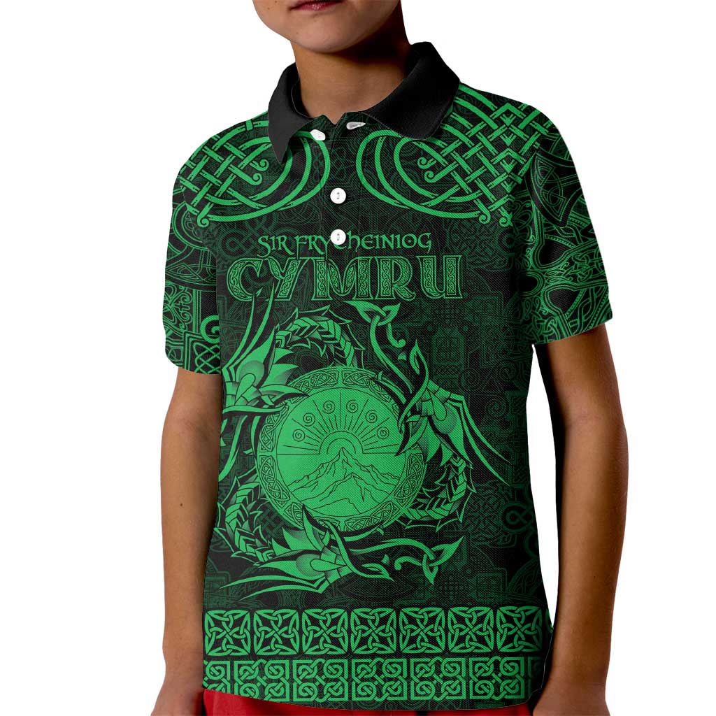 Personalized Brecknockshire Sir Frycheiniog Kid Polo Shirt Green Brecon Beacons Mountain Celtic-inspired - Wonder Print Shop