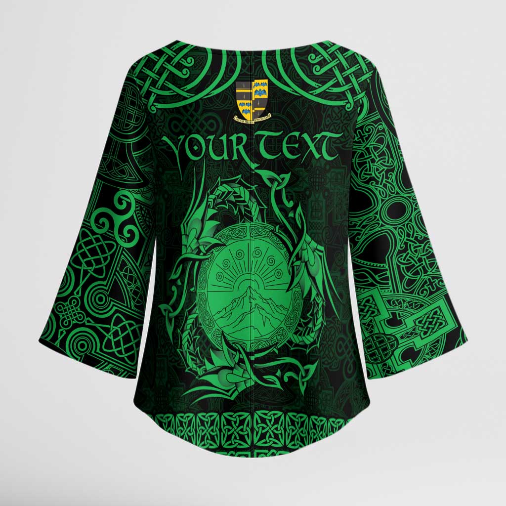 Personalized Brecknockshire Sir Frycheiniog Kimono Sleeve Blouse Green Brecon Beacons Mountain Celtic-inspired - Wonder Print Shop