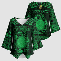 Personalized Brecknockshire Sir Frycheiniog Kimono Sleeve Blouse Green Brecon Beacons Mountain Celtic-inspired - Wonder Print Shop
