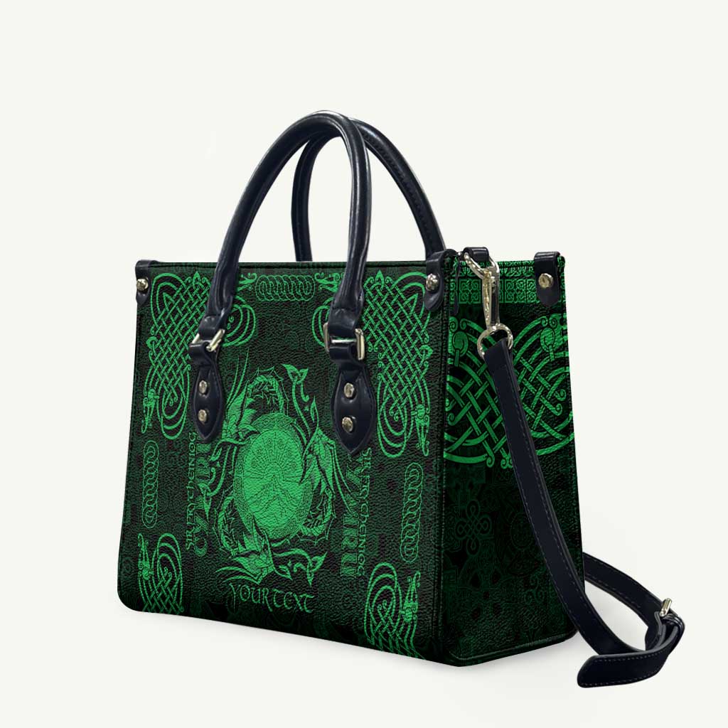 Personalized Brecknockshire Sir Frycheiniog Leather Bag Green Brecon Beacons Mountain Celtic-inspired - Wonder Print Shop