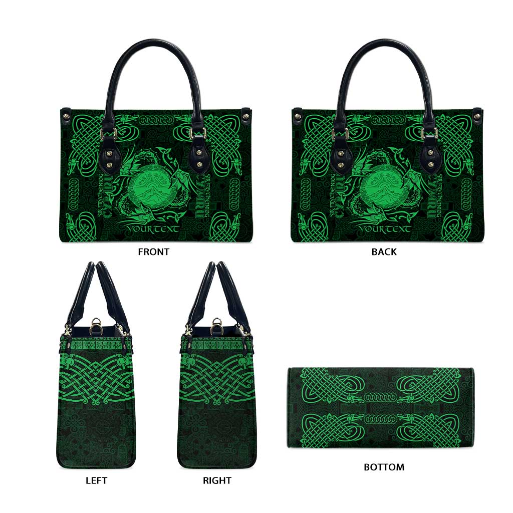 Personalized Brecknockshire Sir Frycheiniog Leather Bag Green Brecon Beacons Mountain Celtic-inspired - Wonder Print Shop