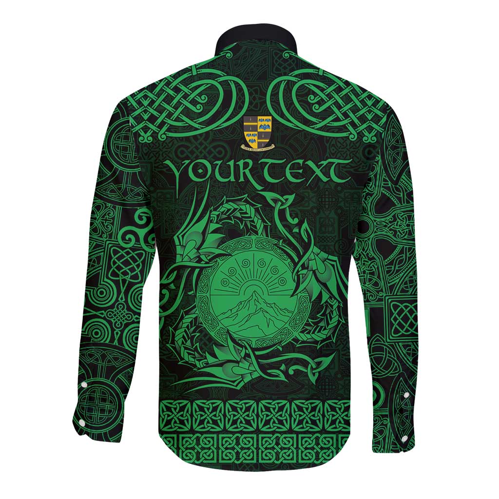 Personalized Brecknockshire Sir Frycheiniog Long Sleeve Button Shirt Green Brecon Beacons Mountain Celtic-inspired - Wonder Print Shop