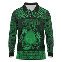 Personalized Brecknockshire Sir Frycheiniog Long Sleeve Polo Shirt Green Brecon Beacons Mountain Celtic-inspired - Wonder Print Shop