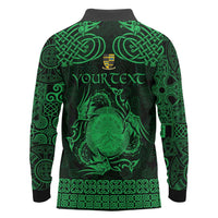 Personalized Brecknockshire Sir Frycheiniog Long Sleeve Polo Shirt Green Brecon Beacons Mountain Celtic-inspired - Wonder Print Shop