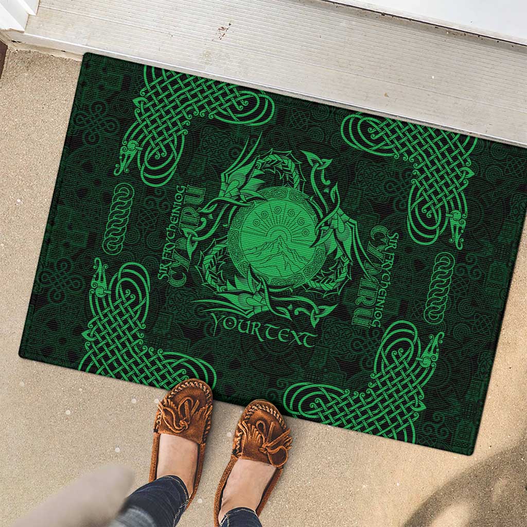 Personalized Brecknockshire Sir Frycheiniog Rubber Doormat Green Brecon Beacons Mountain Celtic-inspired - Wonder Print Shop