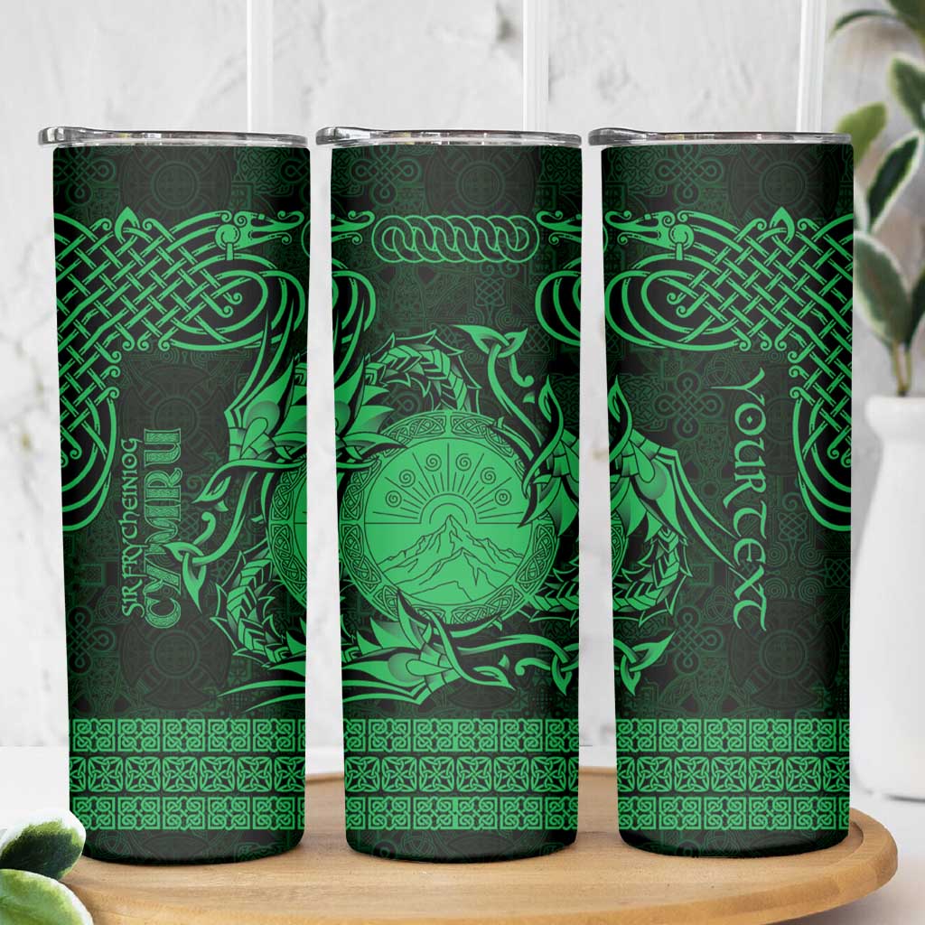 Personalized Brecknockshire Sir Frycheiniog Skinny Tumbler Green Brecon Beacons Mountain Celtic-inspired - Wonder Print Shop