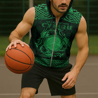 Personalized Brecknockshire Sir Frycheiniog Sleeveless Zip Hoodie Green Brecon Beacons Mountain Celtic-inspired - Wonder Print Shop