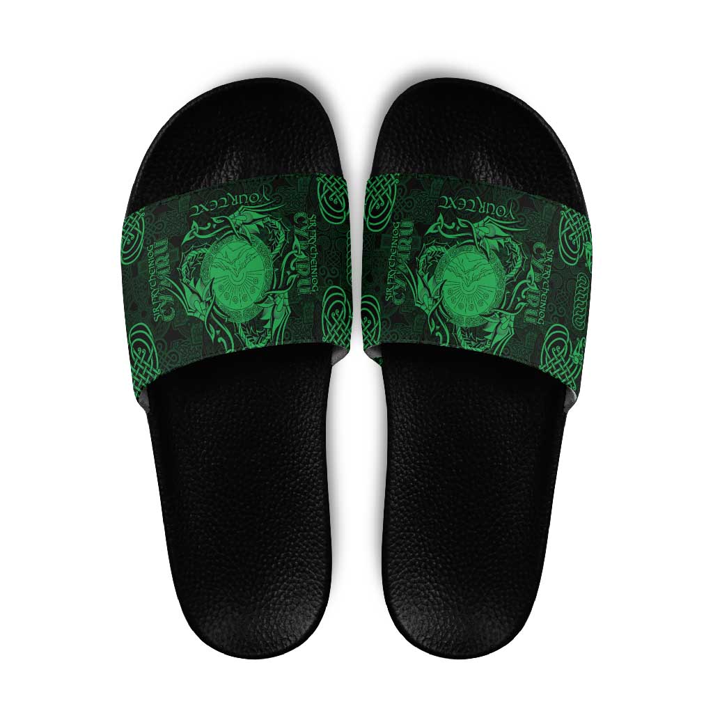 Personalized Brecknockshire Sir Frycheiniog Slide Sandals Green Brecon Beacons Mountain Celtic-inspired - Wonder Print Shop