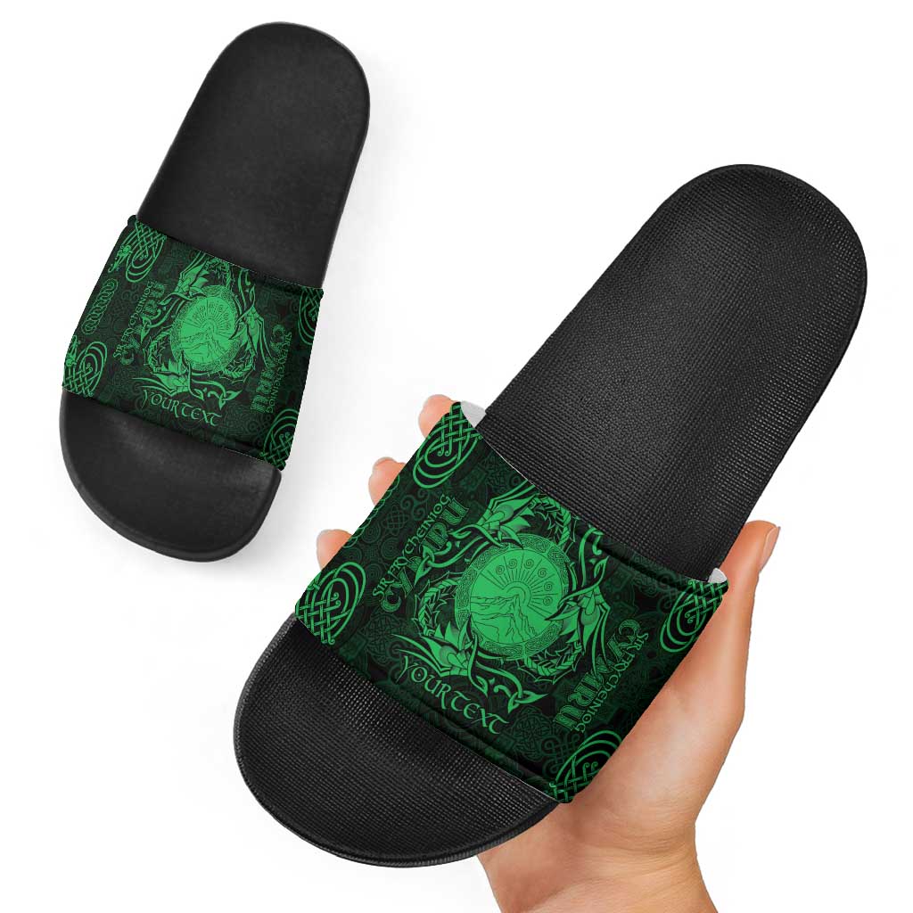 Personalized Brecknockshire Sir Frycheiniog Slide Sandals Green Brecon Beacons Mountain Celtic-inspired - Wonder Print Shop