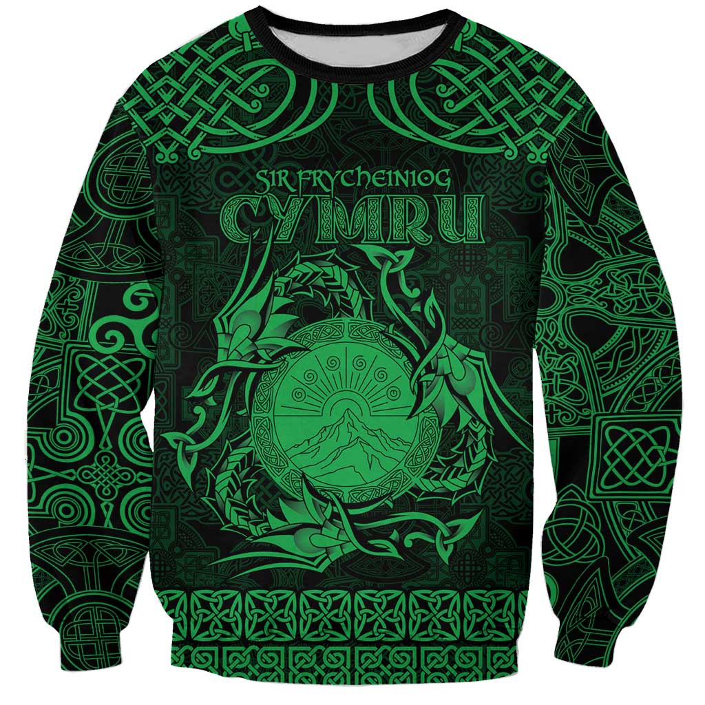 Personalized Brecknockshire Sir Frycheiniog Sweatshirt Green Brecon Beacons Mountain Celtic-inspired - Wonder Print Shop
