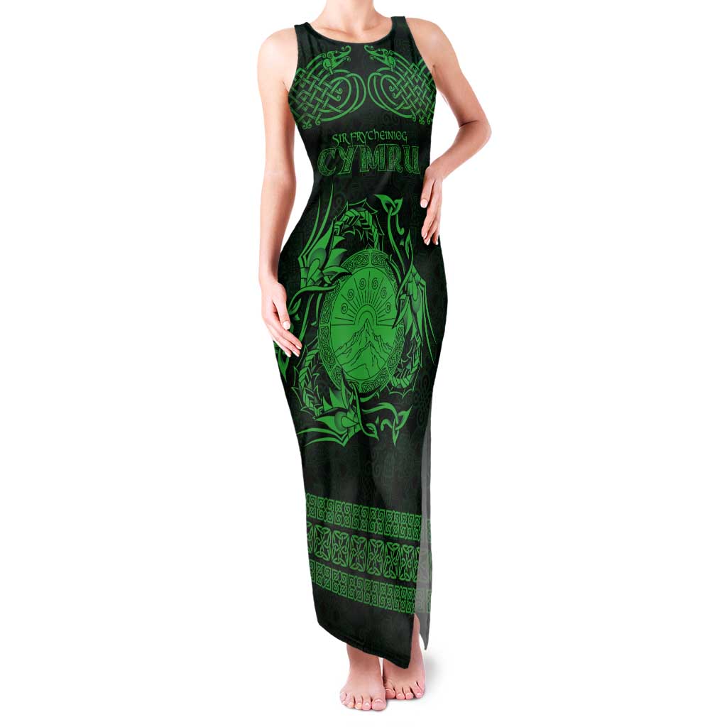 Personalized Brecknockshire Sir Frycheiniog Tank Maxi Dress Green Brecon Beacons Mountain Celtic-inspired - Wonder Print Shop