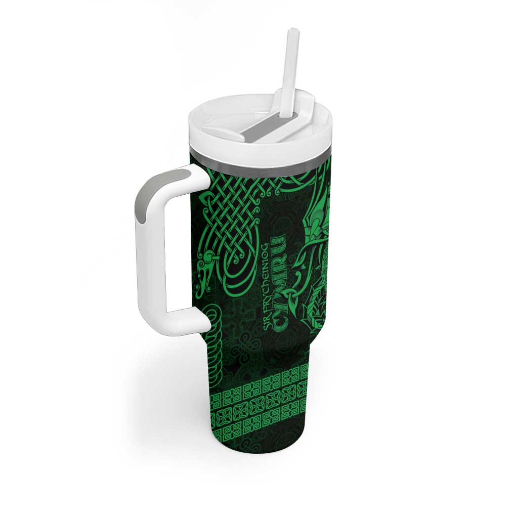 Personalized Brecknockshire Sir Frycheiniog Tumbler With Handle Green Brecon Beacons Mountain Celtic-inspired - Wonder Print Shop