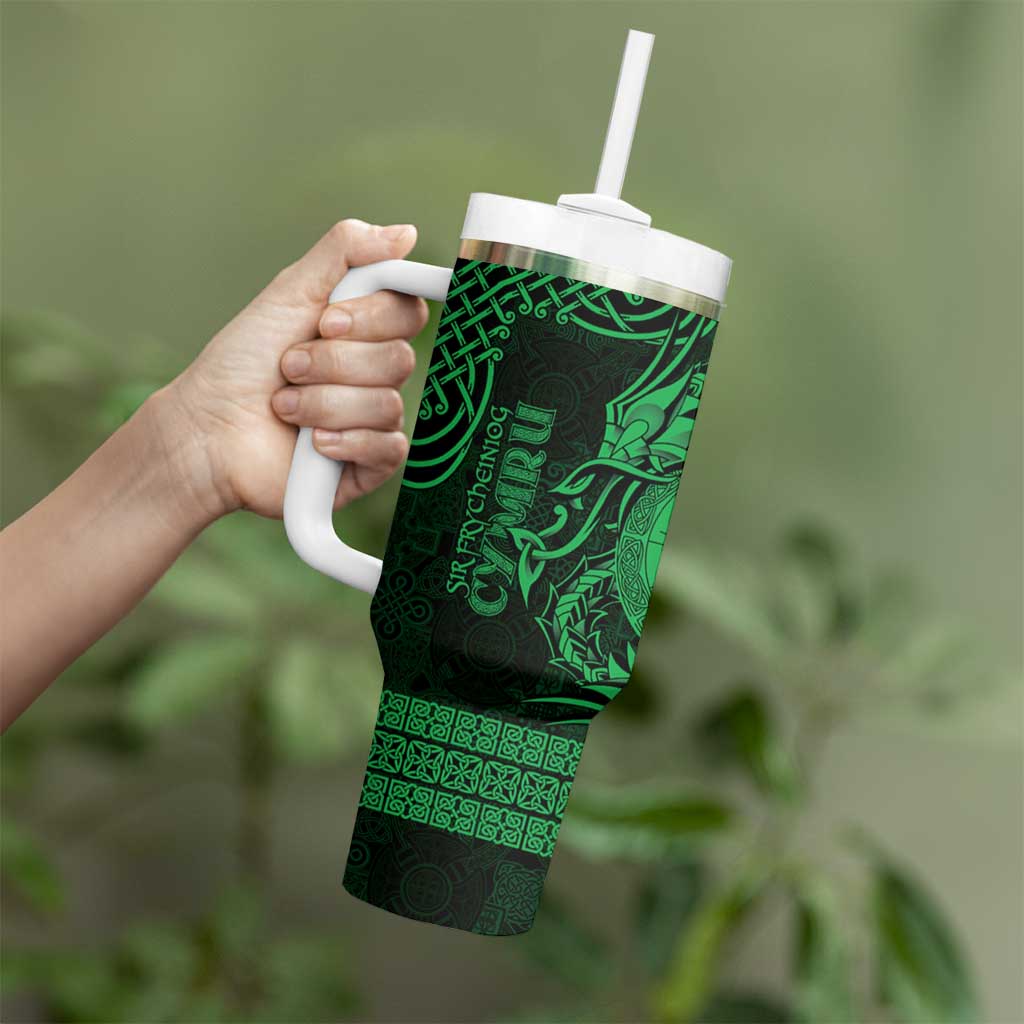 Personalized Brecknockshire Sir Frycheiniog Tumbler With Handle Green Brecon Beacons Mountain Celtic-inspired - Wonder Print Shop