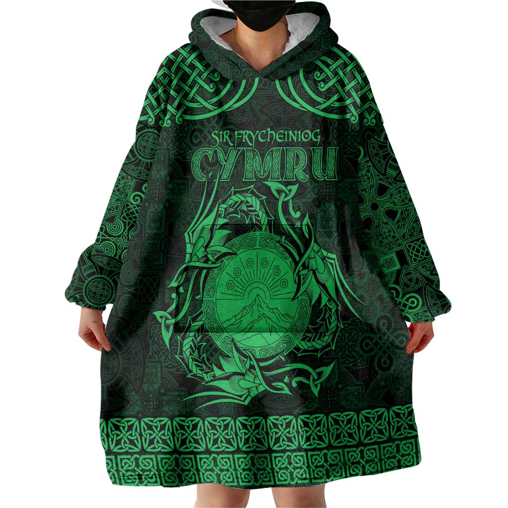 Personalized Brecknockshire Sir Frycheiniog Wearable Blanket Hoodie Green Brecon Beacons Mountain Celtic-inspired - Wonder Print Shop