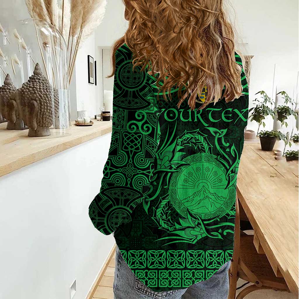 Personalized Brecknockshire Sir Frycheiniog Women Casual Shirt Green Brecon Beacons Mountain Celtic-inspired - Wonder Print Shop