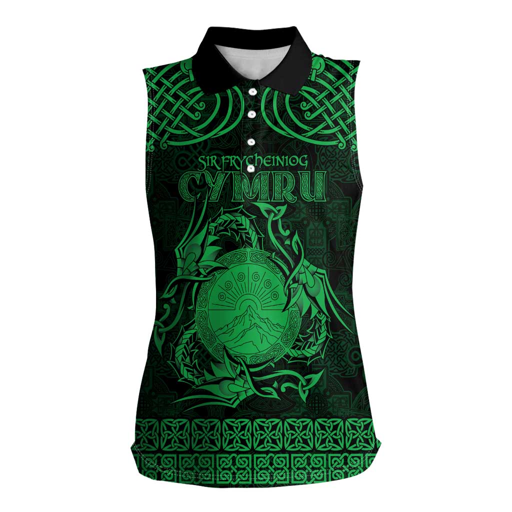 Personalized Brecknockshire Sir Frycheiniog Women Sleeveless Polo Shirt Green Brecon Beacons Mountain Celtic-inspired - Wonder Print Shop