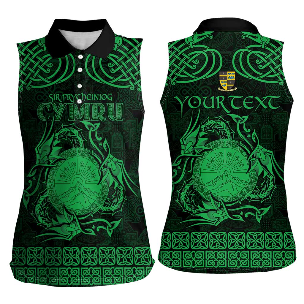Personalized Brecknockshire Sir Frycheiniog Women Sleeveless Polo Shirt Green Brecon Beacons Mountain Celtic-inspired - Wonder Print Shop
