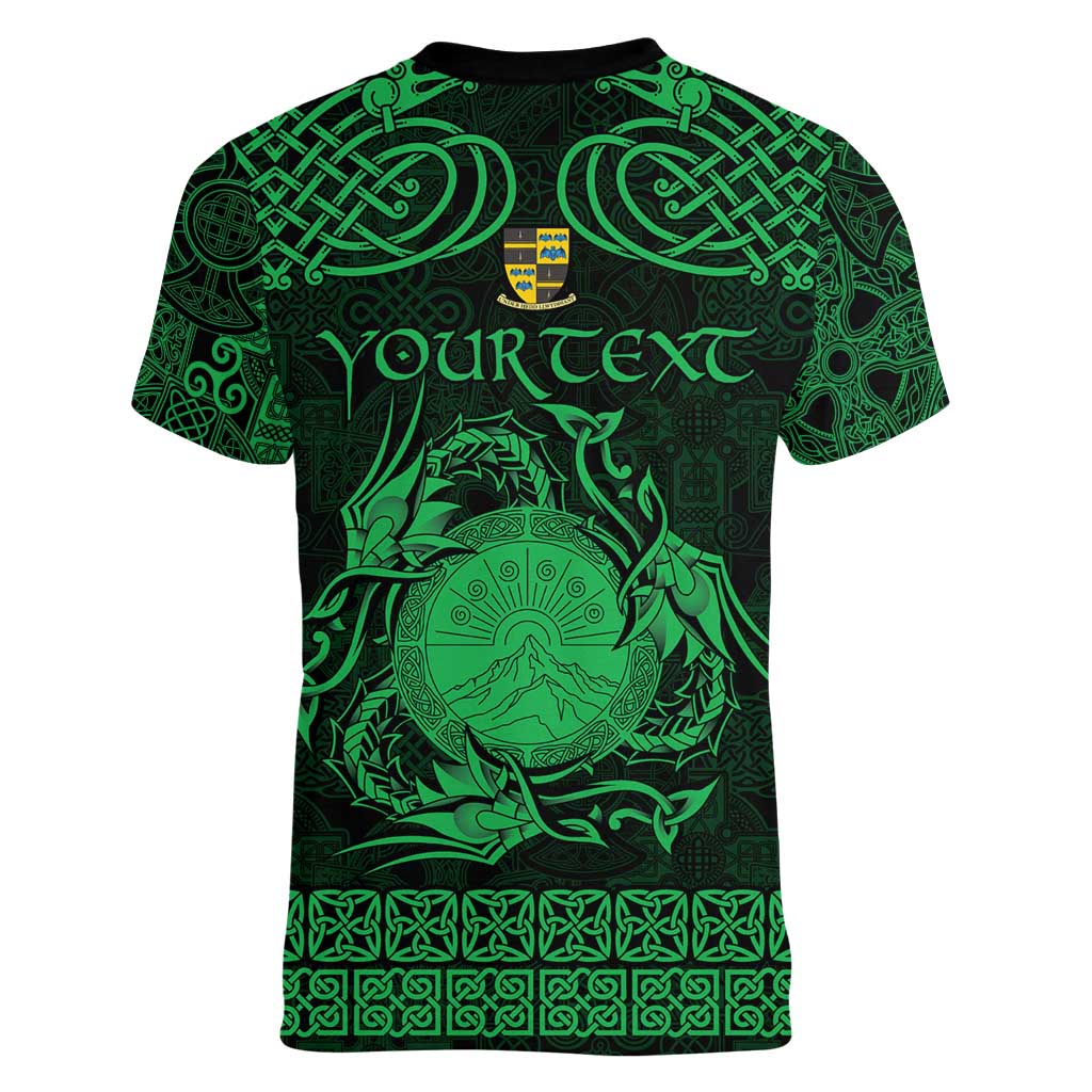 Personalized Brecknockshire Sir Frycheiniog Women V-Neck T-Shirt Green Brecon Beacons Mountain Celtic-inspired - Wonder Print Shop