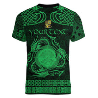 Personalized Brecknockshire Sir Frycheiniog Women V-Neck T-Shirt Green Brecon Beacons Mountain Celtic-inspired - Wonder Print Shop