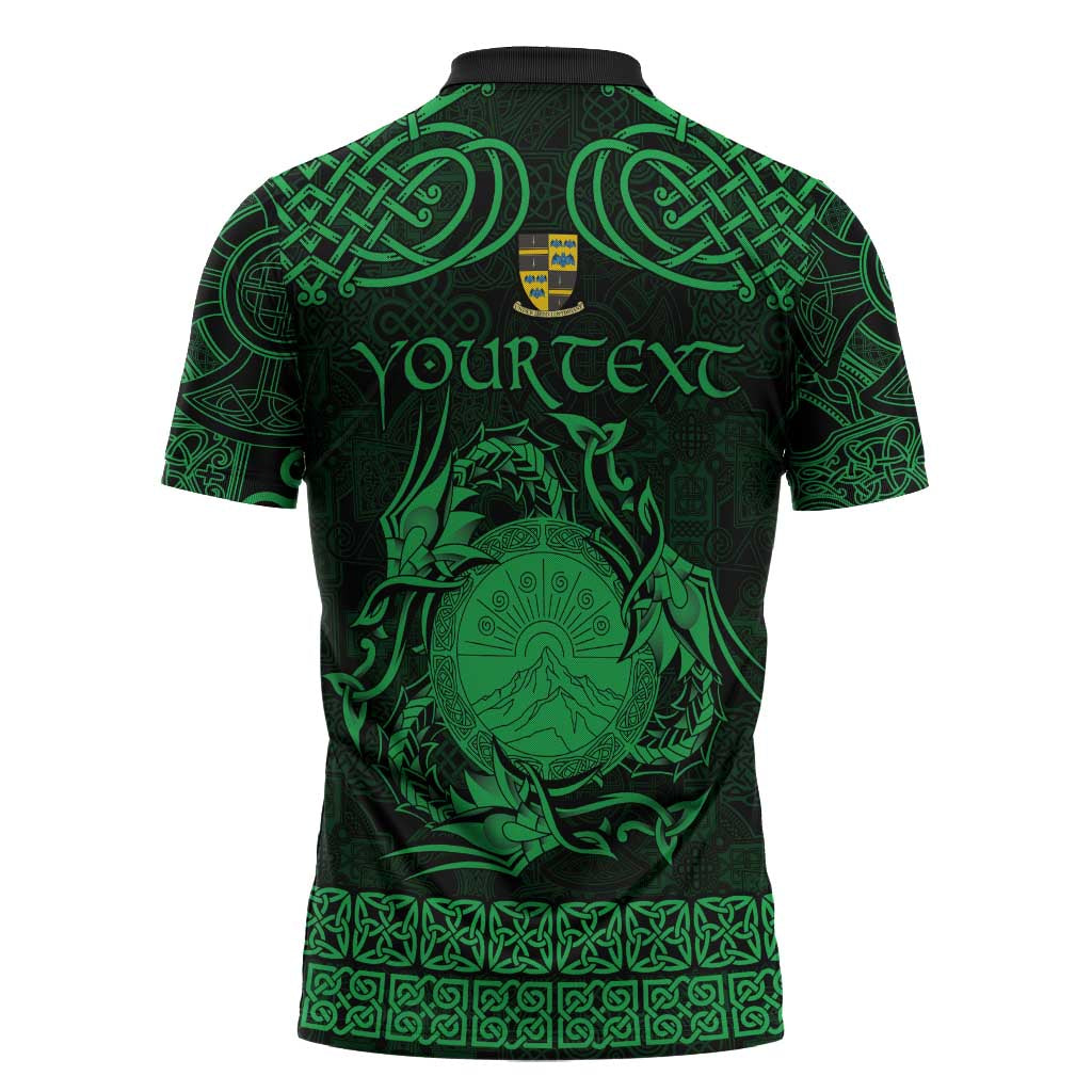 Personalized Brecknockshire Sir Frycheiniog Zipper Polo Shirt Green Brecon Beacons Mountain Celtic-inspired - Wonder Print Shop