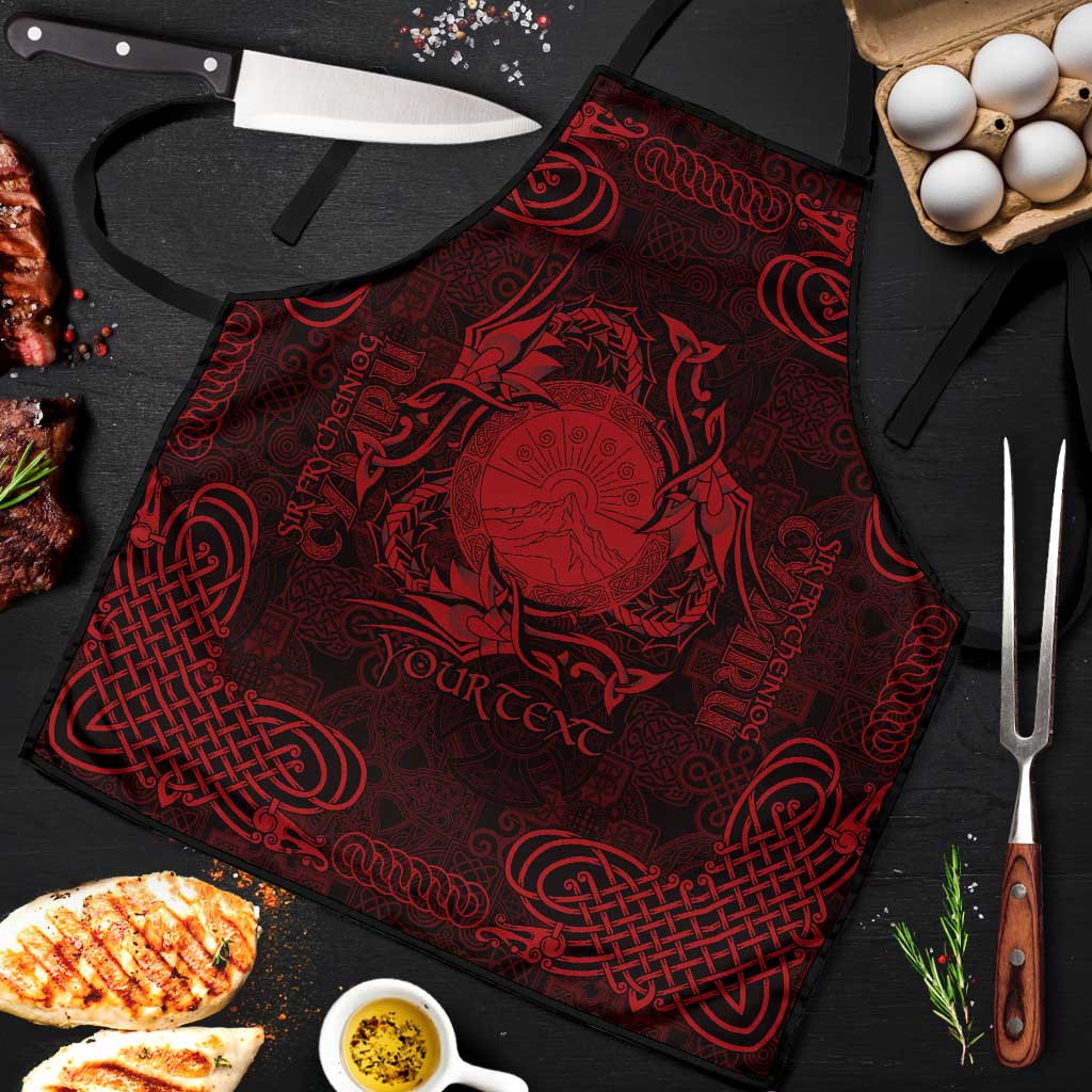 Personalized Brecknockshire Sir Frycheiniog Apron Red Brecon Beacons Mountain Celtic-inspired - Wonder Print Shop
