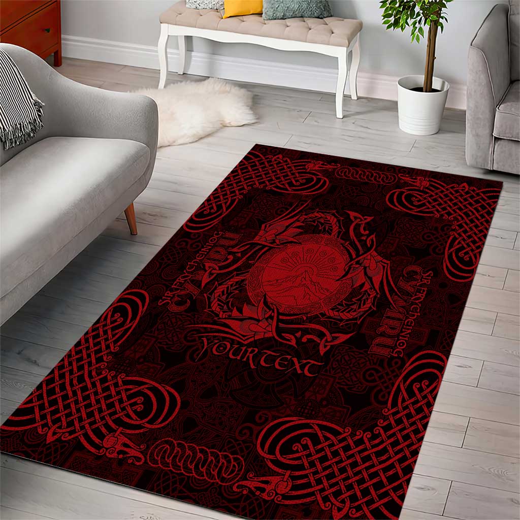 Personalized Brecknockshire Sir Frycheiniog Area Rug Red Brecon Beacons Mountain Celtic-inspired - Wonder Print Shop