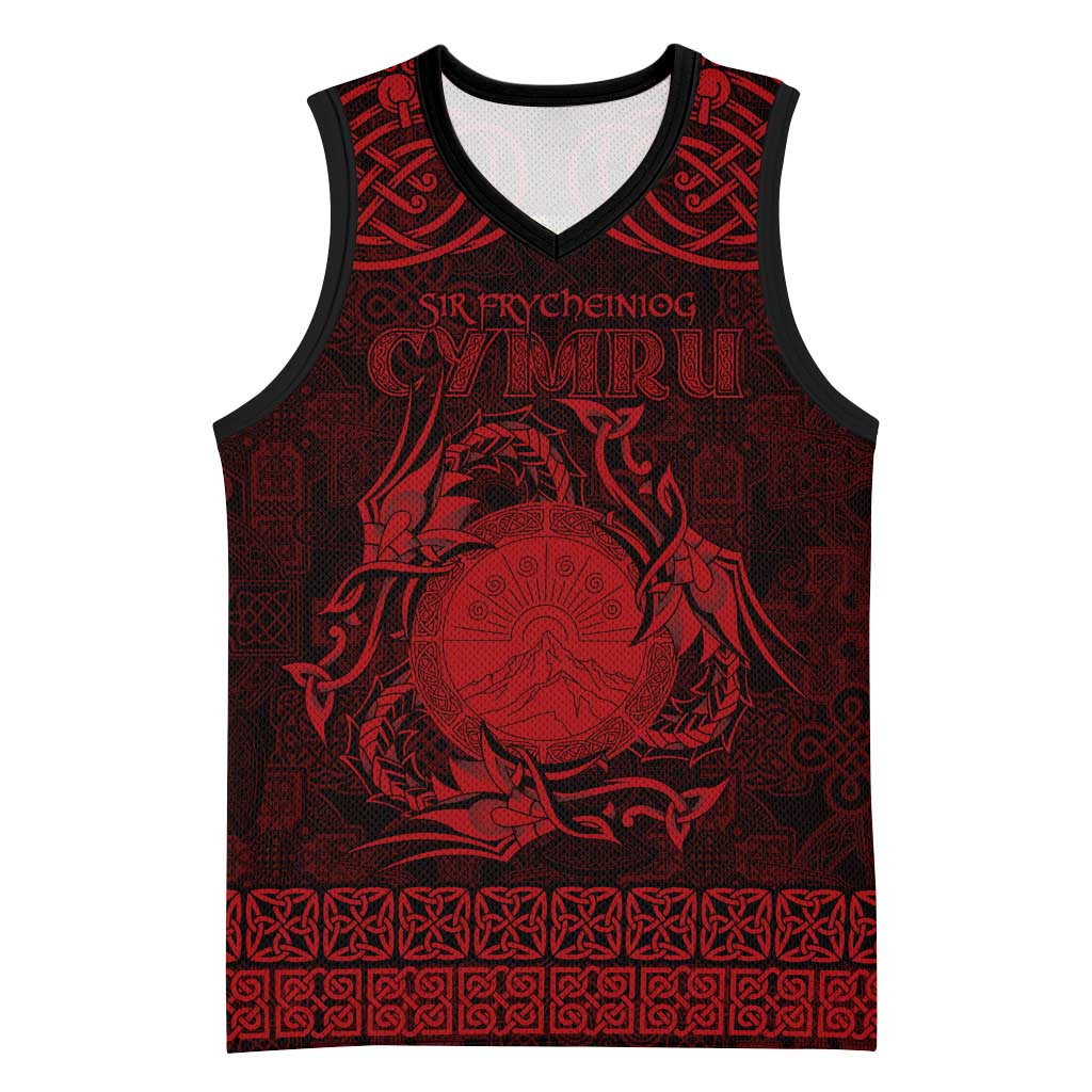 Personalized Brecknockshire Sir Frycheiniog Basketball Jersey Red Brecon Beacons Mountain Celtic-inspired - Wonder Print Shop