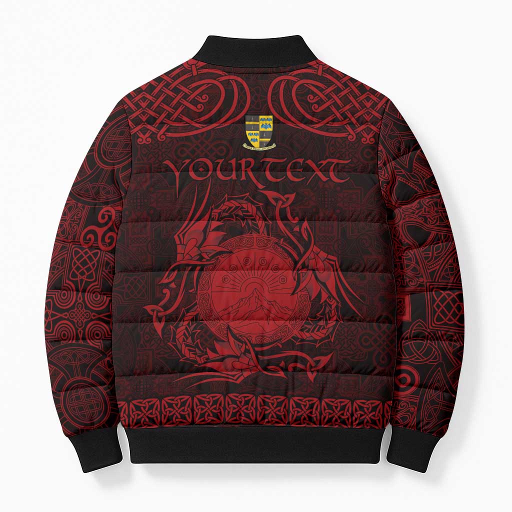 Personalized Brecknockshire Sir Frycheiniog Bomber Puffer Jacket Red Brecon Beacons Mountain Celtic-inspired - Wonder Print Shop