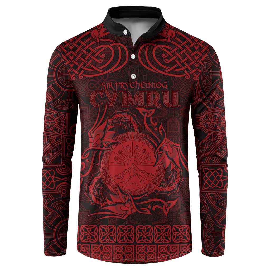 Personalized Brecknockshire Sir Frycheiniog Button Sweatshirt Red Brecon Beacons Mountain Celtic-inspired - Wonder Print Shop