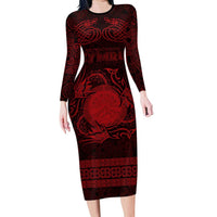 Personalized Brecknockshire Sir Frycheiniog Family Matching Long Sleeve Bodycon Dress and Hawaiian Shirt Red Brecon Beacons Mountain Celtic-inspired - Wonder Print Shop