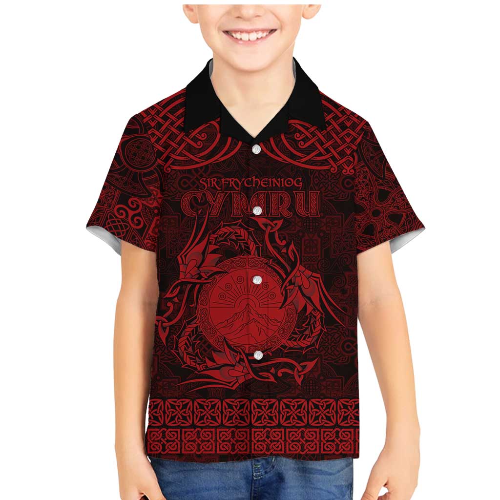 Personalized Brecknockshire Sir Frycheiniog Family Matching Mermaid Dress and Hawaiian Shirt Red Brecon Beacons Mountain Celtic-inspired - Wonder Print Shop