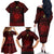 Personalized Brecknockshire Sir Frycheiniog Family Matching Off The Shoulder Long Sleeve Dress and Hawaiian Shirt Red Brecon Beacons Mountain Celtic-inspired - Wonder Print Shop
