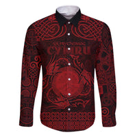 Personalized Brecknockshire Sir Frycheiniog Family Matching Off The Shoulder Long Sleeve Dress and Hawaiian Shirt Red Brecon Beacons Mountain Celtic-inspired - Wonder Print Shop